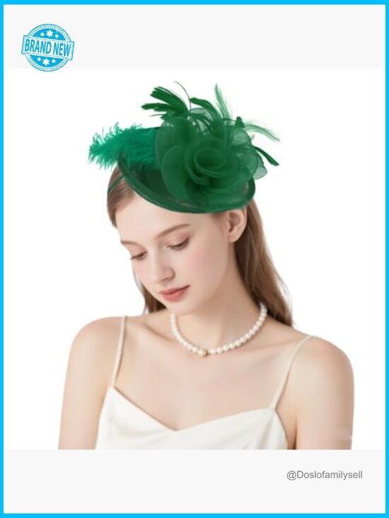 Feather Derby Fascinator Hat with Headband Clip Elegant Cocktail Wedding Tea main image 4